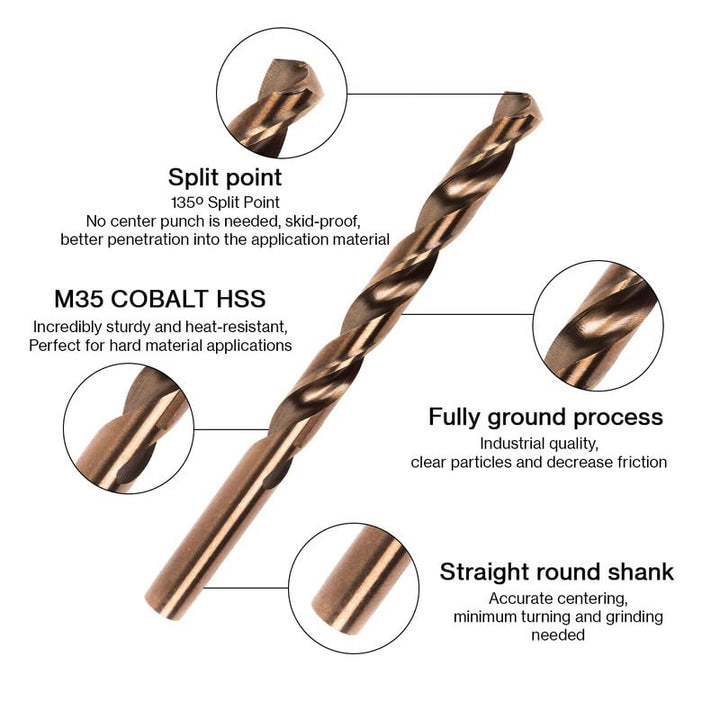 PROFFI 3.0 mm x 20 Stück M35 HSS Cobalt Bohrer für Gehärteten Stahl – HSSCo5% RTi-Drehbohrsatz - Ide