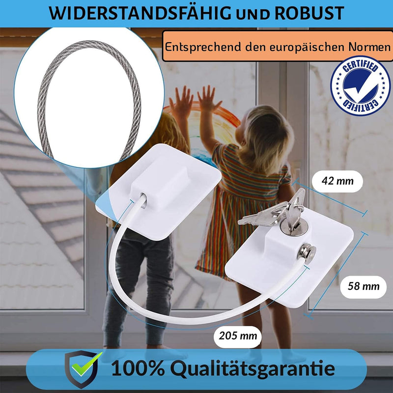 Fenstersicherung für Kinder [Set mit 3 Schlössern ohne Bohren], Schubladensicherung Baby, Kindersich