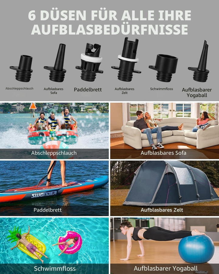 Swonder SUP-Pumpe, 30% Schnellere Inflation SUP Pumpe Elektrisch, Kompakte & Leichte Elektrische Luf