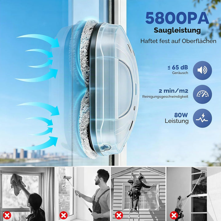 Fensterputzroboter mit aktiver Sprühfunktion 5800Pa