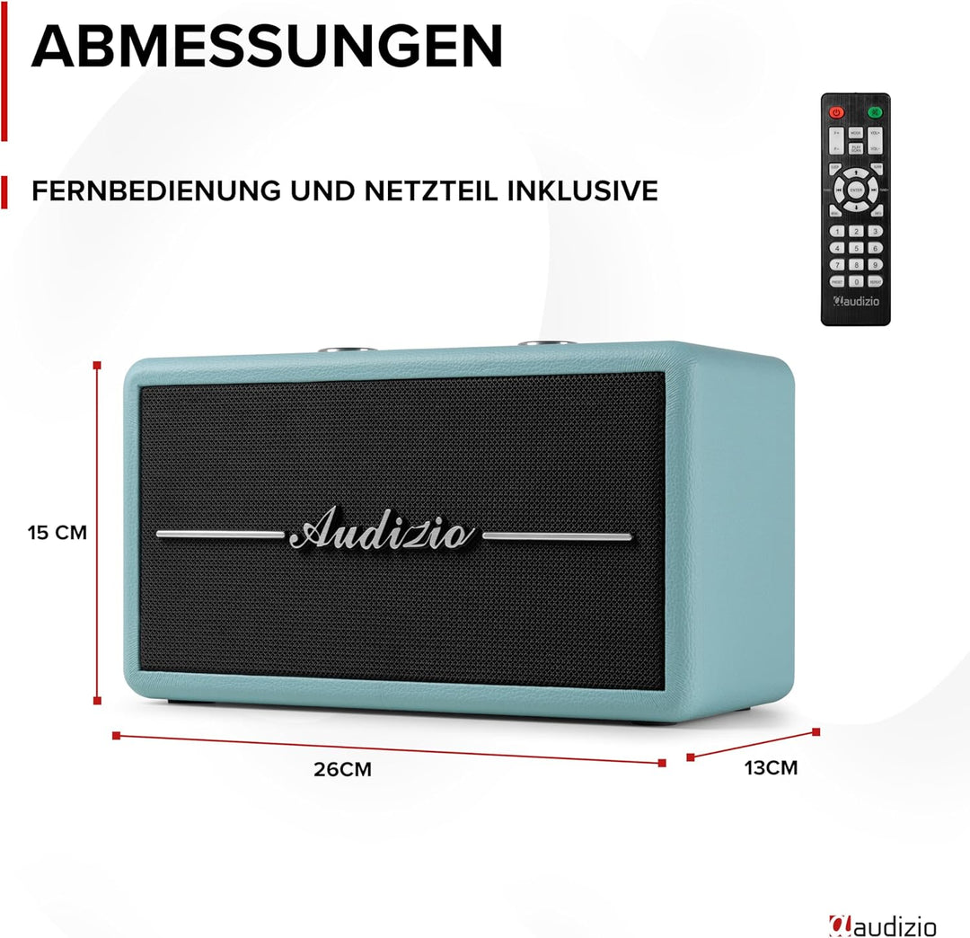 Audizio Tune60, DAB Radio mit Bluetooth Lautsprecher, Fernbedienung, FM, 40 Watt, Batterie- Netzbetr