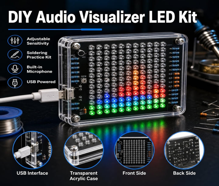 DIY Elektronik Bausatz, LED-Licht Musikalische Spektrum Elektronik Kit, Löten Bausatz mit Bauteilen,