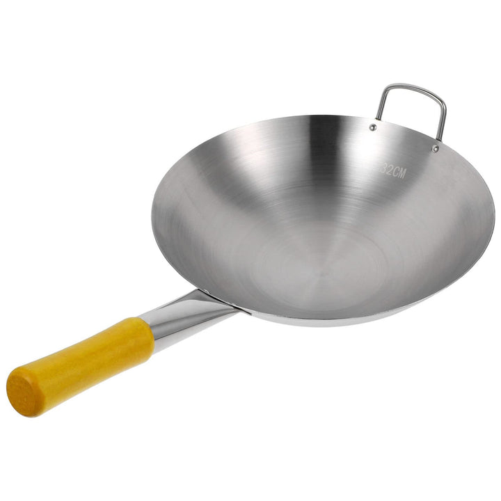 BESTonZON Edelstahl-Wok-Pfanne Mit Griff Rührpfanne Antihaft-Wok-Küchenkochgeschirr Für Elektro-Indu