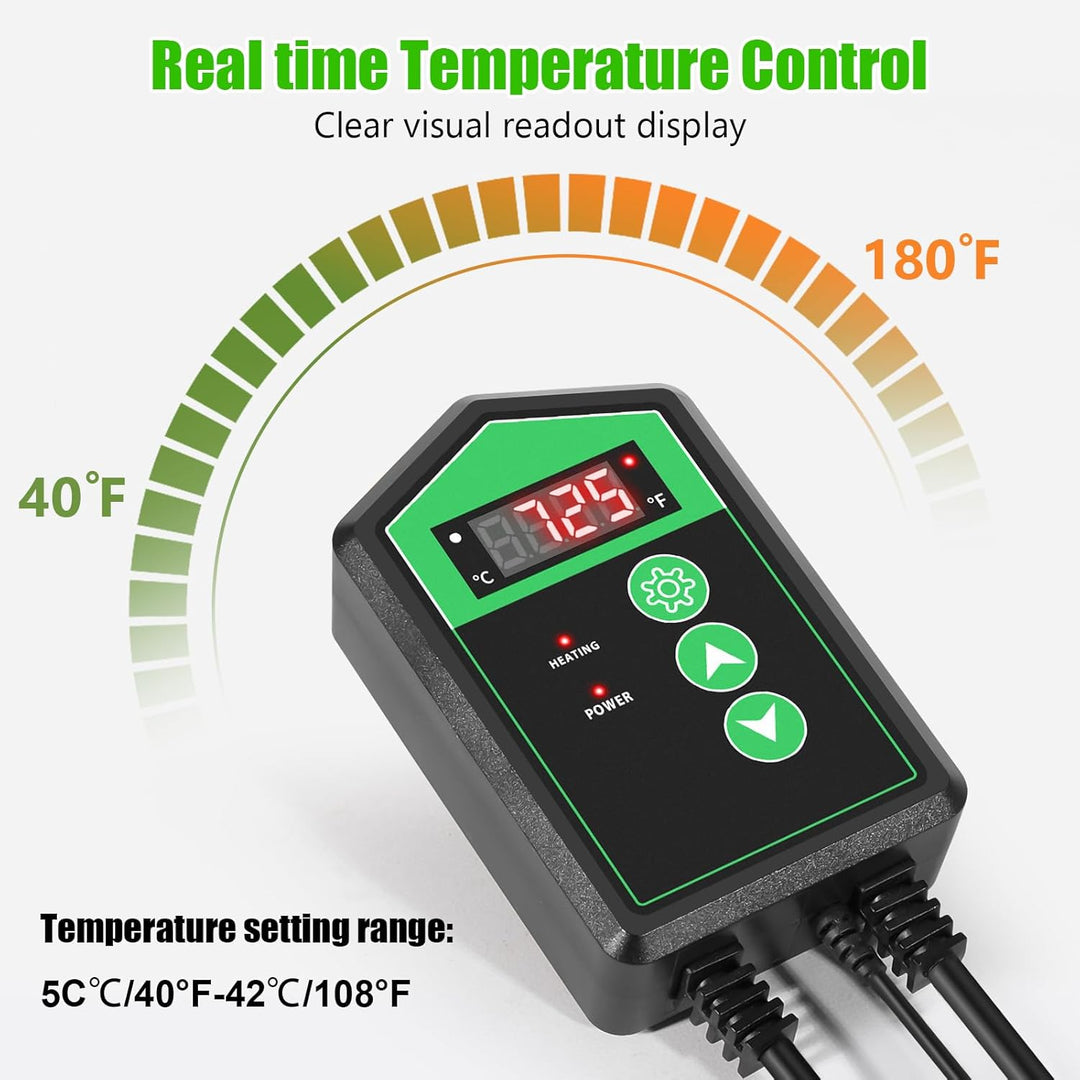 RIOGOO Digitaler Heizmattenthermostatregler für Samenkeimung, Reptilien und Brauen 68-108 ℉ thermost