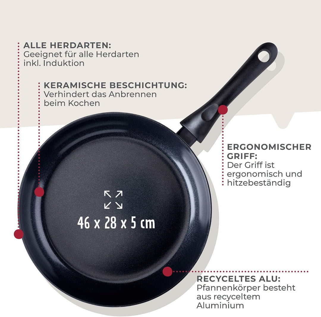 FACKELMANN Bratpfanne Arcadalina 28cm – Antihaft-Pfanne aus 90% recyceltem Aluminium mit ergonomisch