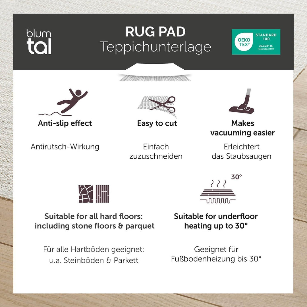 Blumtal Antirutschmatte für Teppich Vinyl, Teppich Antirutschunterlage, zuschneidbare Antirutschmatt