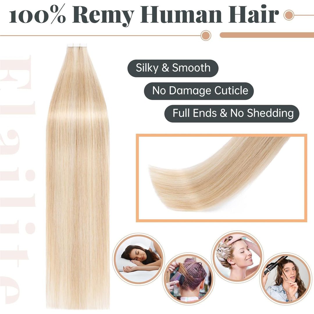Elailite Tape in Extensions Echthaar 20 stück, 30cm 30g Haarverlängerung Haarteil Echthaar #18P613 A