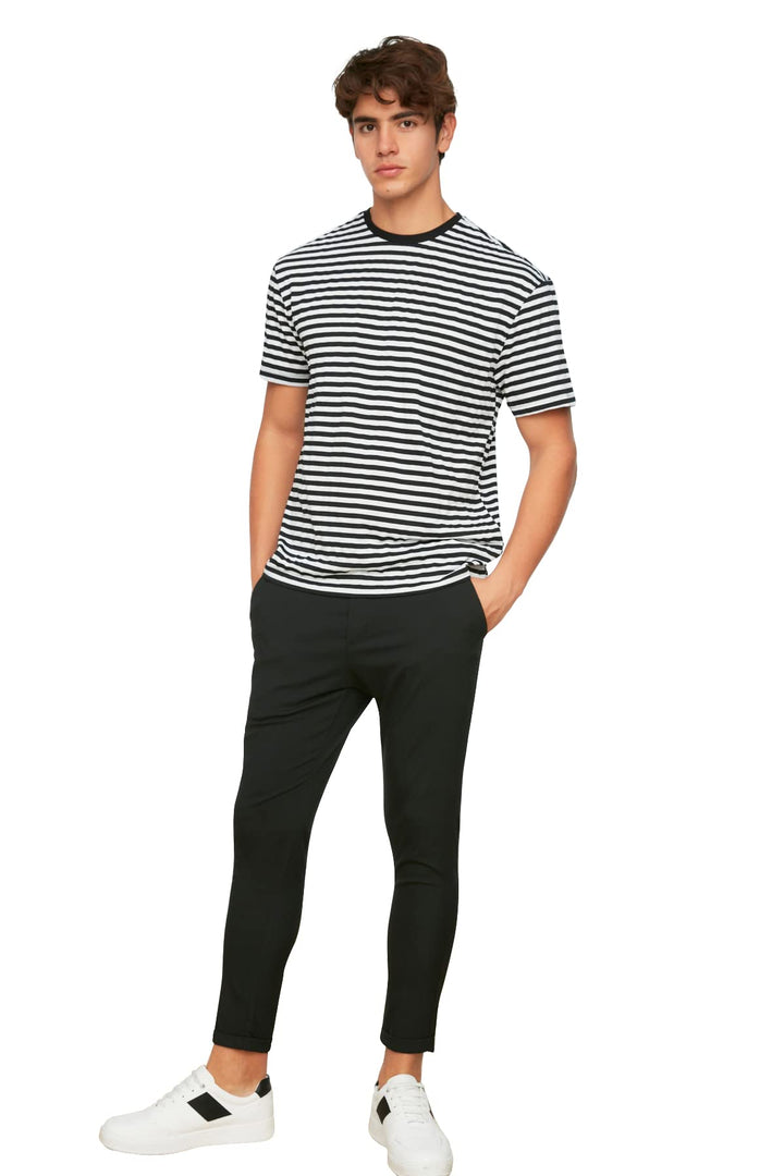 TRENDYOL Herren Männliche Beli-Reifen Slim Fit N Pants M Schwarz, M Schwarz