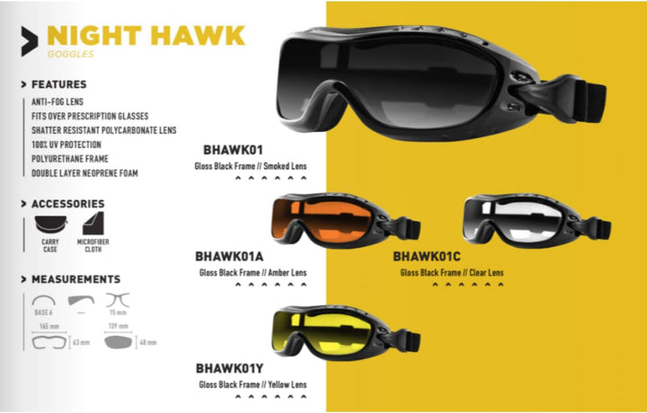 Bobster Night Hawk OTG Goggle-Black Frame, Smoked Lens
