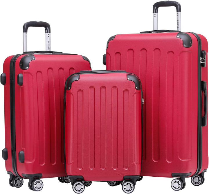 BEIBYE Hartschalen-Koffer Trolley Rollkoffer Reisekoffer Handgepäck 4 Rollen (M-L-XL-Set) (Chillired