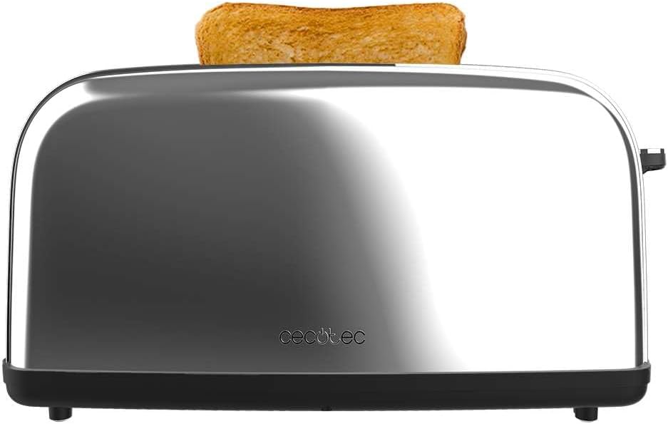 Cecotec Vertikaler Toaster 1 Langschlitz Toastin' time 850 Inox Long Lite, 850 W, 2 Scheiben Brot, 3