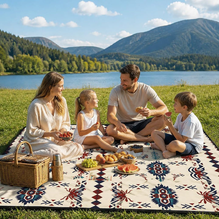 Boho Picknickdecke Wasserdicht Picknickdecke 200x200, Stranddecke Sandfrei Tragbare Waschbar, Outdoo