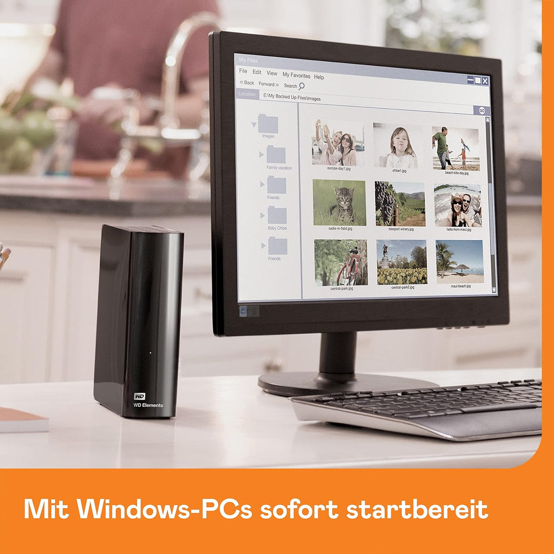 WD Elements Desktop-Speicher 4 TB (Desktop-Speicher USB 3.0-kompatibel, Zusatzspeicher für Fotos, Mu