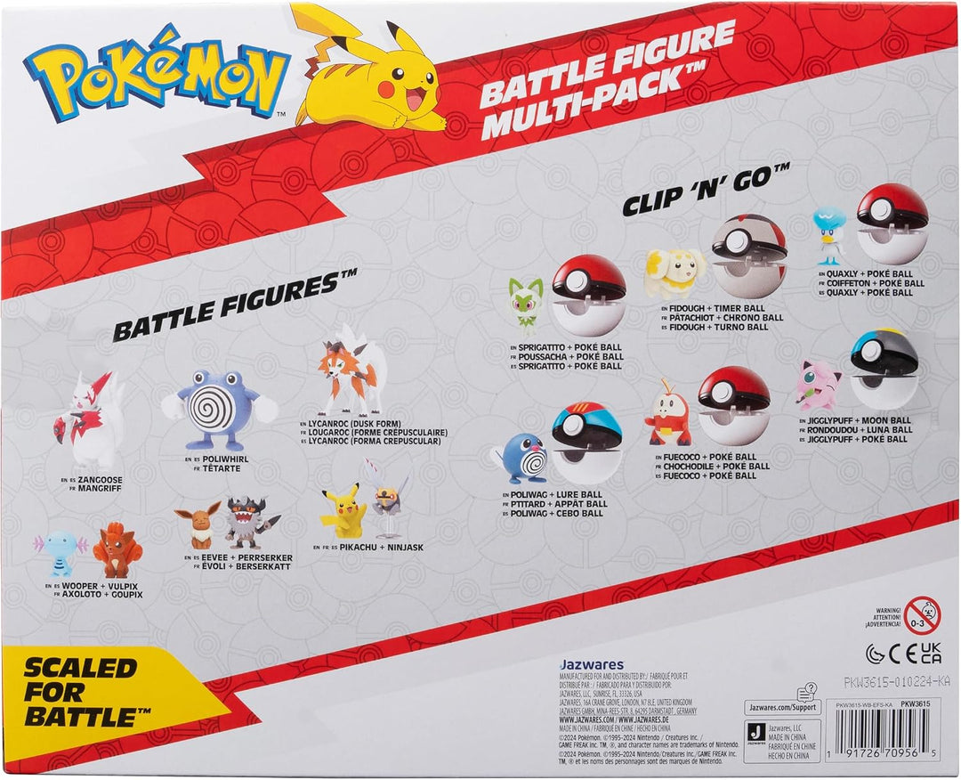 Jazwares PKW - Battle Figure Multipack (8PK: Tepig, Oshawott, Snivy mit Ständer, Rotom mit Ständer,
