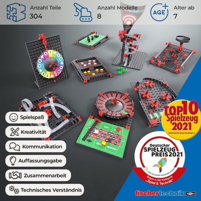 fischertechnik 564067 ADVANCED Build your own game – Baukasten für Kinder ab 7 Jahren, Konstruktions