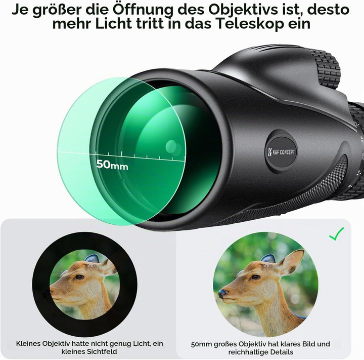 K&amp;F Concept 8-32X50 HD Monokular Teleskop Kontinuierlicher Zoom mit Mobiltelefonclip für Vogelbeobac