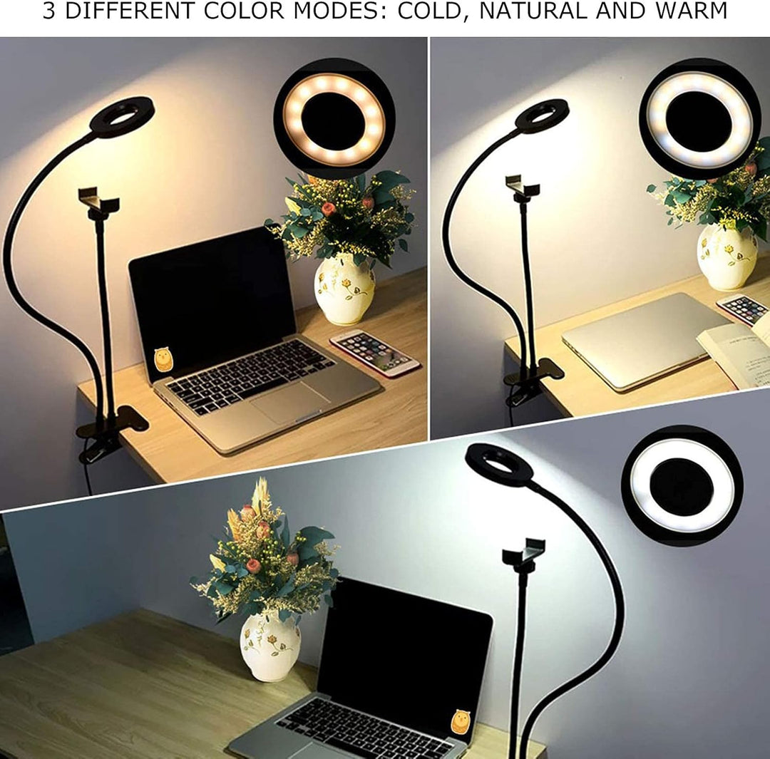 LED Ring Light, Selfie Makeup, with 3 Color Modes, 10 Brightness Levels, Flexible Arms, 360° Rotatio