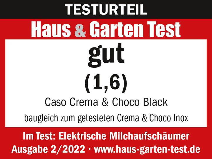 CASO Crema & Choco Black, Milchaufschäumer für Kuhmilch und Pflanzenmilch, Kalter Milchschaum, Heiss