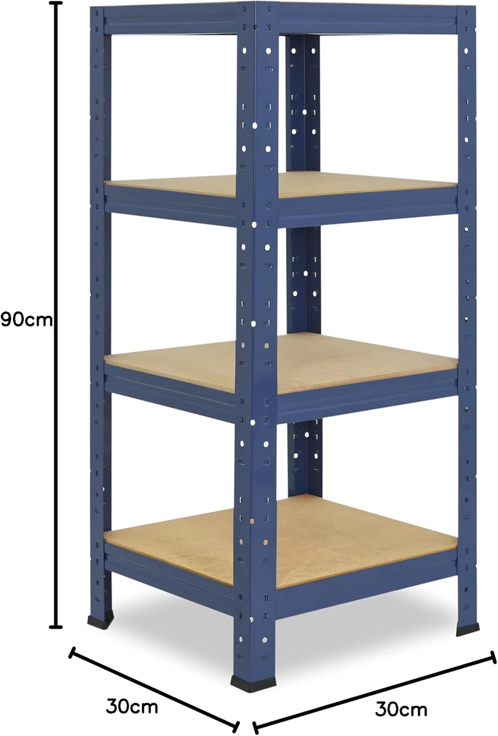 shelfplaza® 90x30x30cm Home Schwerlastregal blau/Metallregal mit 4 Böden/Kellerregal Metall, Garagen