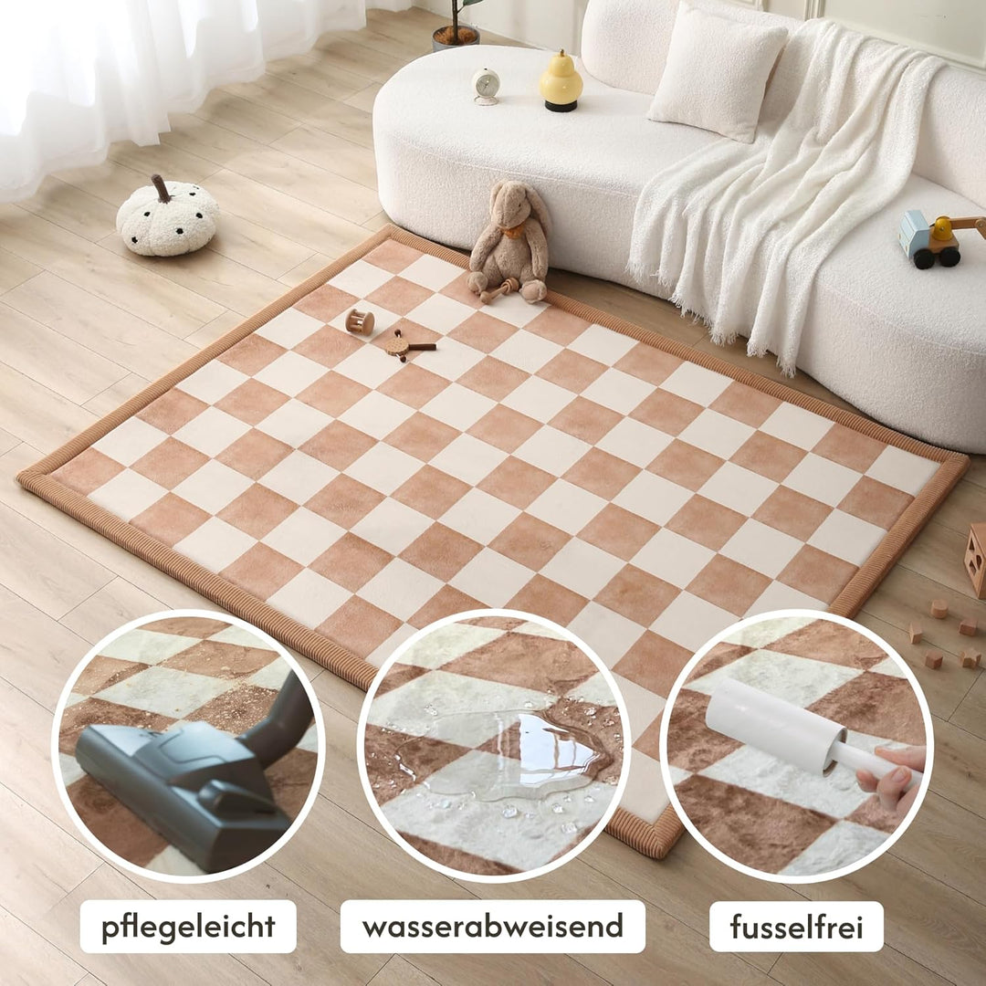 Hakuna Matte Baby Krabbeldecke „Cloud Soft“ 200 x 150 x 2,5 cm, Schachbrettmuster – Hochwertige Kind