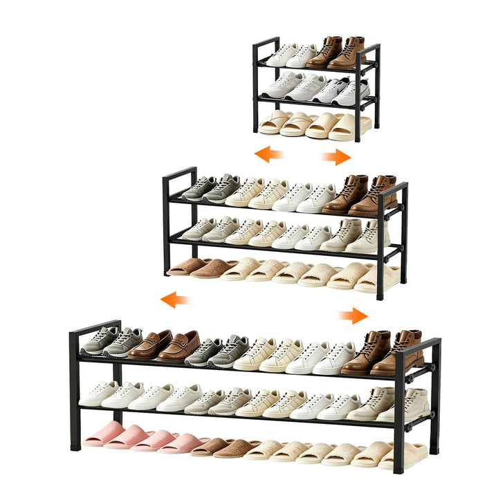 Ausziehbares Schuhregal Schmal, 2 Ebenen Adjustable Metall Schuhaufbewahrung 44 to 109 cm, Freistehe