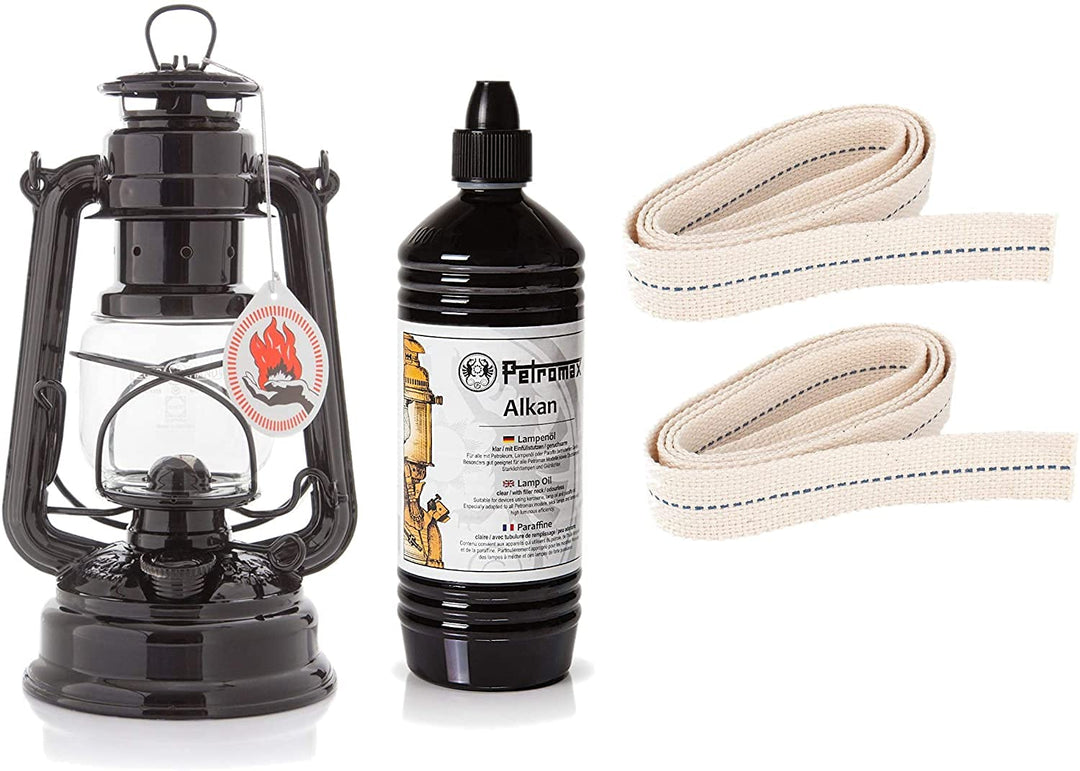 Feuerhand Starter-Set Sturmlaterne Baby Special 276 Set mit 1 Liter Alkan und 2 Ersatz-Dochten (Tief