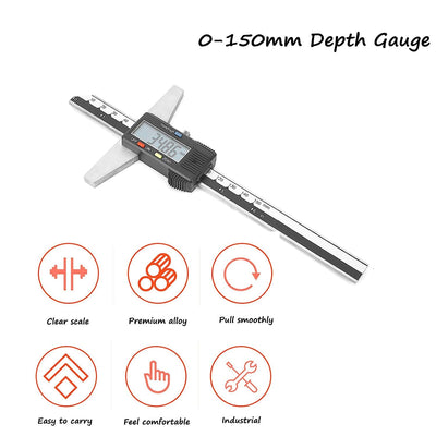 Digital Messschieber, 0-150mm Schieblehre Messwerkzeuge 0,01 mm Hochgenauer Edelstahl Digitaler Tief