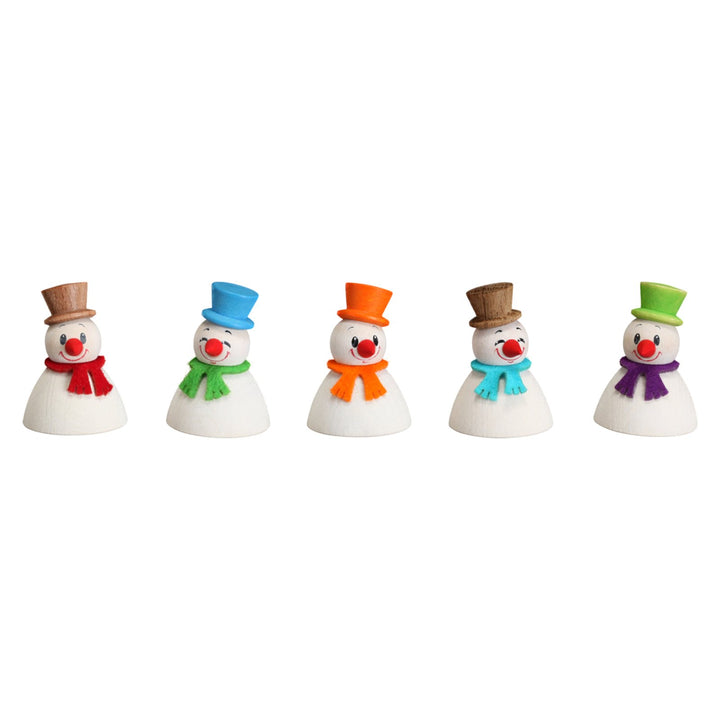 Seiffener Volkskunst Wippelfiguren Wippel-Schneemann, 5 Stück, 4 cm Hoch, Original Erzgebirge SV 170