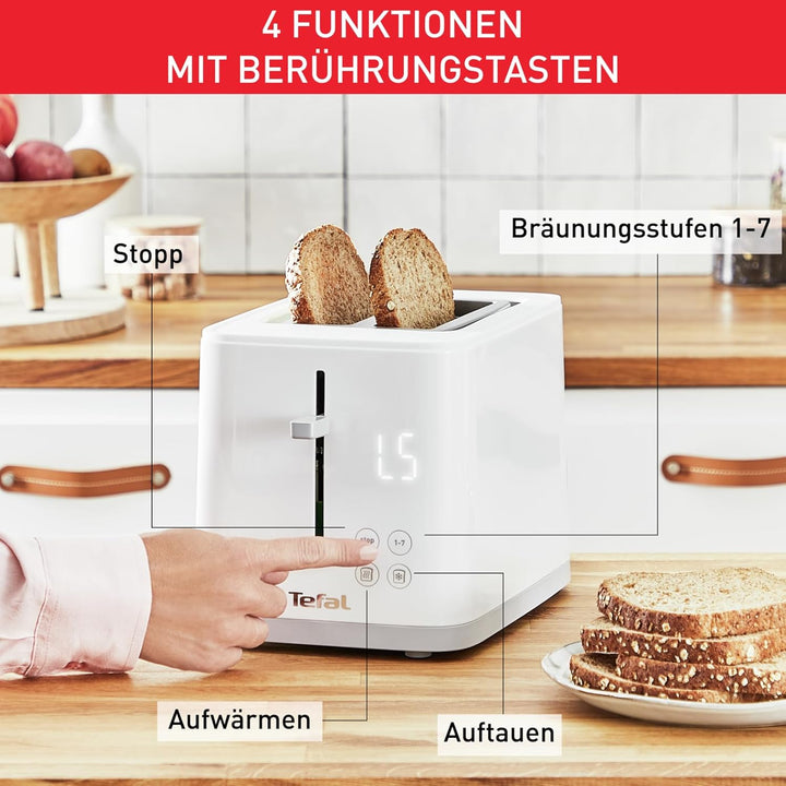 Tefal TT6931 Sense Toaster | 7 Bräunungsstufen | Digitaldisplay | Countdown | Aufwärmen/Auftauen | K