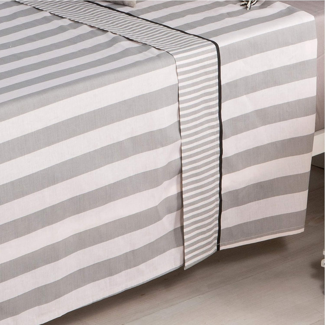COTTON ARTean Bettwäsche-Set Lines II 160 x 190/200 cm, 100 % Baumwolle. Cama 160 X 190/200 Grau, Ca