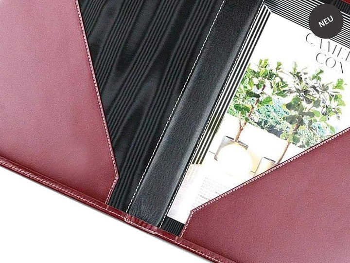 DELMON VARONE - Personalisierbare Urkundenmappe DIN A4 aus Cambridge Top Grain Leder rot, Dokumenten