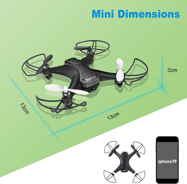 tech rc Mini Drohne mit HD Kamera FPV RC Drone mit 2 Akkus 2.4Ghz Ferngesteuerte Quadrocopter Anfäng