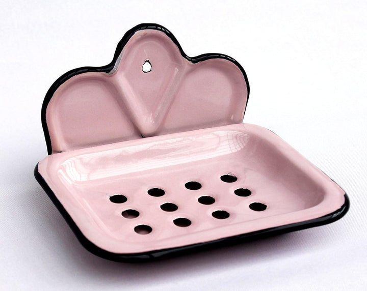DanDiBo Seifenhalter 618 Rosa Seifenschale 13 cm emailliert Landhaus Emaille Seifenspende, Rosa