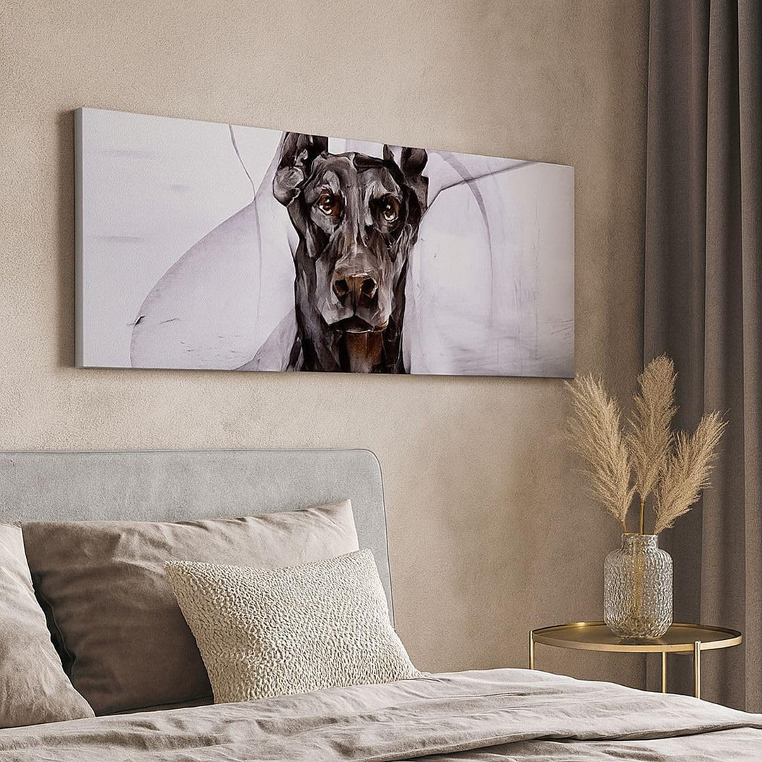 Panorama Bilder auf Leinwand Hund Abstraktion Leinwandbild mit Rahmen 90x30cm Wandbilder Dekoration