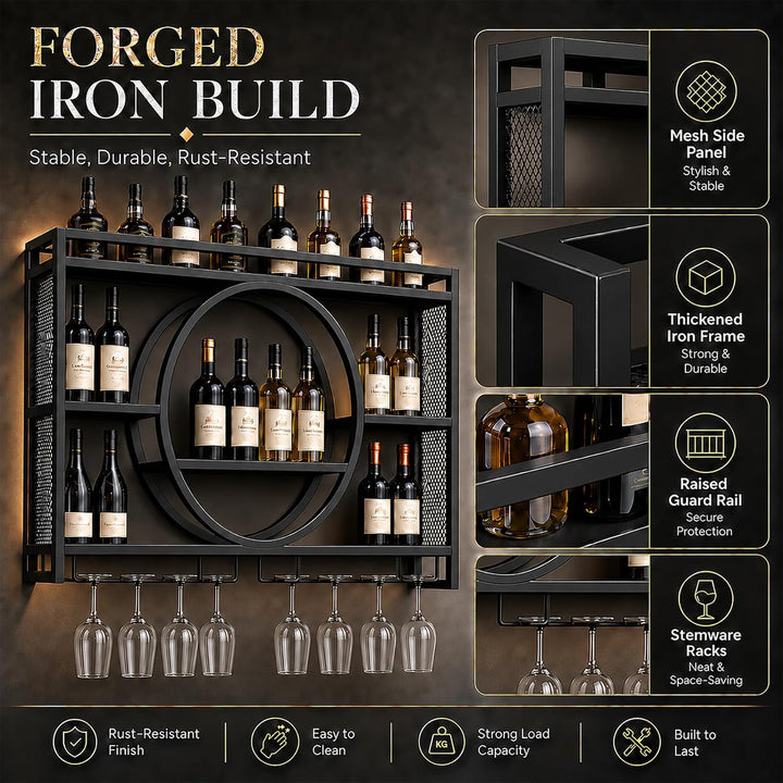 Modernes Metall Weinregal Wand, Bar-Einheit Schwebendes Regal, Weinregale Display Rack Aus Eisen, Ba