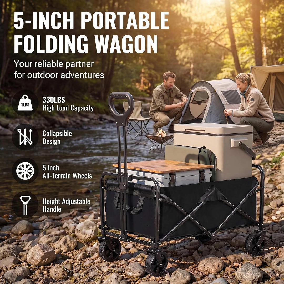 Faltbarer Bollerwagen, 150 kg, 360° Räder, Handwagen für Strand &amp; Garten | Bequem transportieren sta