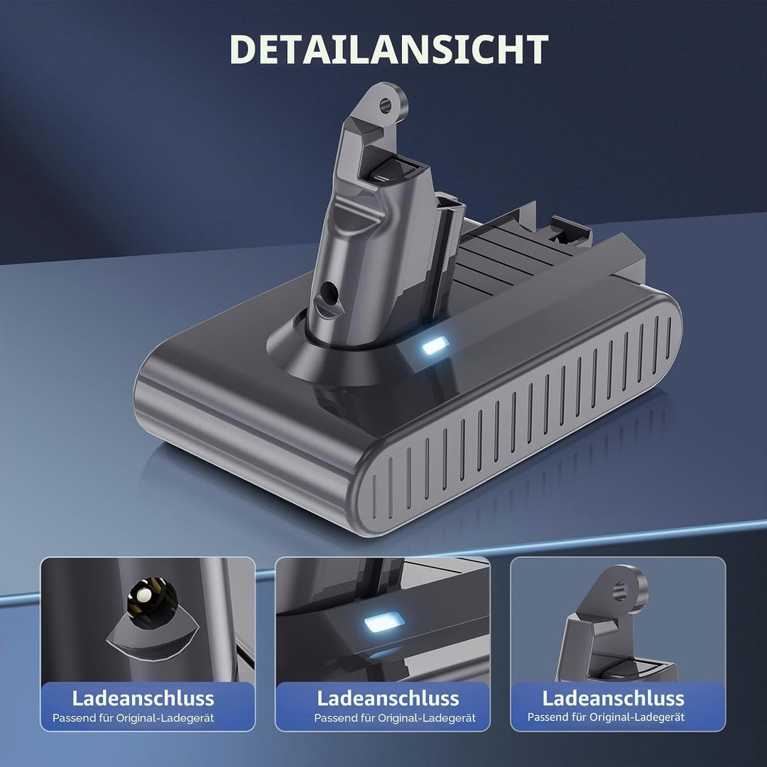 Akku für Dyson V6 DC62, Ersatzakku Li-ion für Dyson V6 Animal Trigger Fluffy Motorhead Absolute DC58