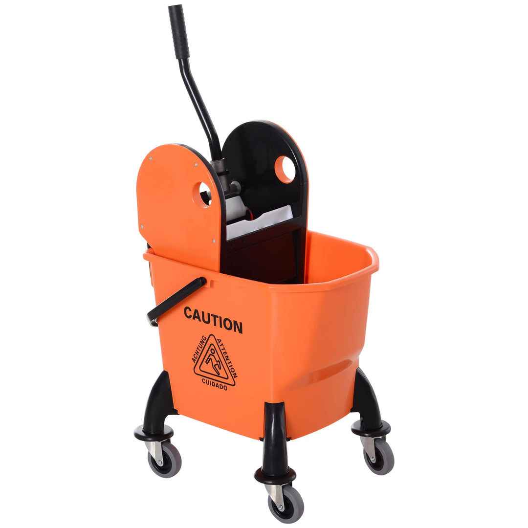 HOMCOM Professionelle Reinigungswagen Kapazität 26L Abnehmbare Wringer mit Rädern 44 × 36 × 90cm Ora