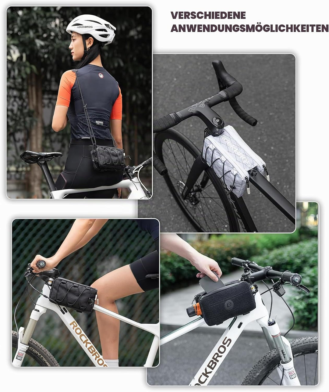 ROCKBROS Fahrrad Rahmentasche Fahrradtasche Rahmen Aufbewahrungstasche mit Schultergurt Oberrohrtasc