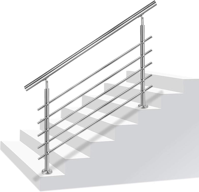 LARS360 100cm Handlauf Geländer Treppengeländer Ø 42 mm Geländerstäben aus Edelstahl 5 Querstreben T