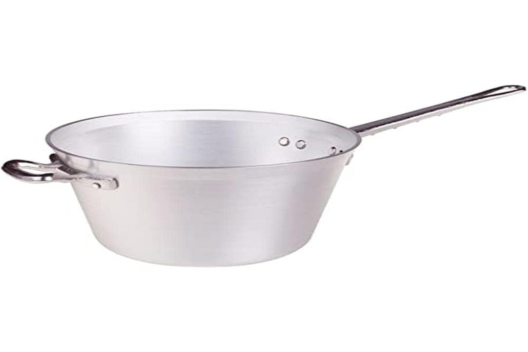 Pentole Agnelli Kessel für Polenta, aus Aluminium, mit Griff und Griff aus Edelstahl, Silber 26 cm S