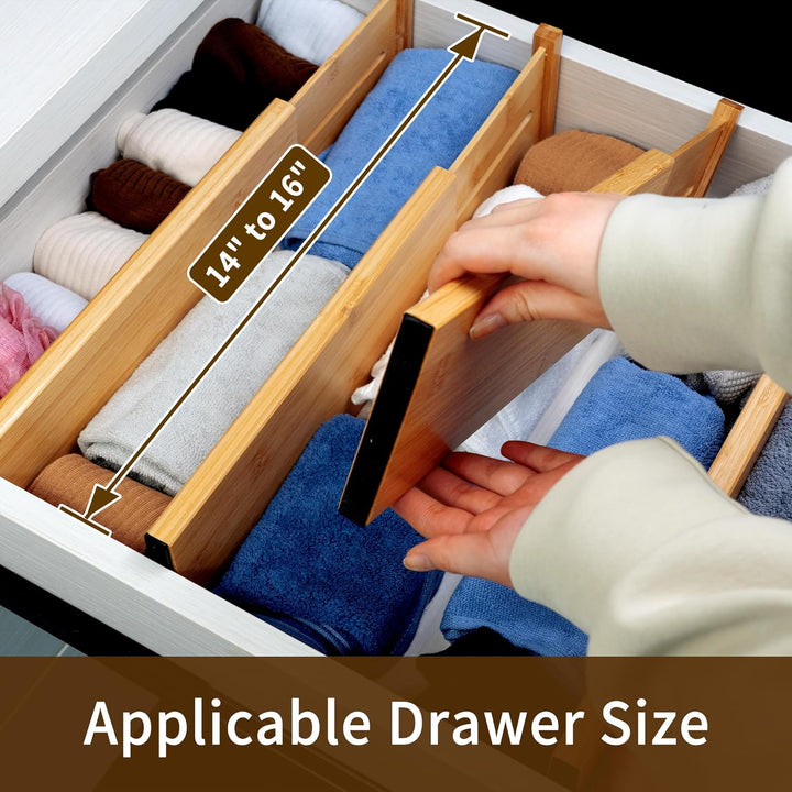 Utoplike Bamboo Dresser Drawer Dividers, 10,1 cm hoch einstellbare Schublade Organisatoren für Kleid