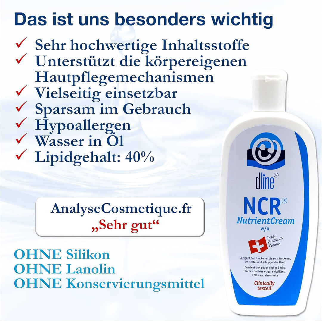 dline NCR-NutrientCream Fettcreme vom Pflegeprofi | 500ml Flasche | Feuchtigkeitscreme für trockene