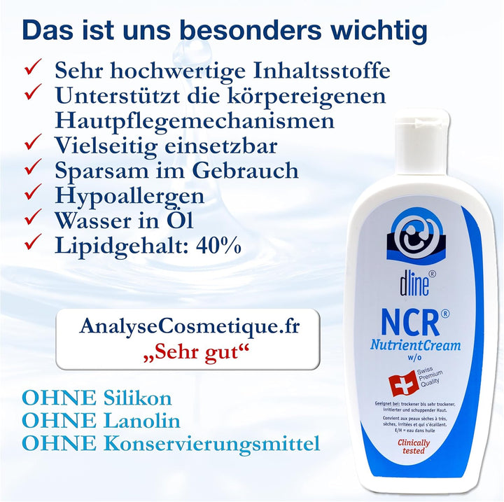 dline NCR-NutrientCream Fettcreme vom Pflegeprofi | 500ml Flasche | Feuchtigkeitscreme für trockene