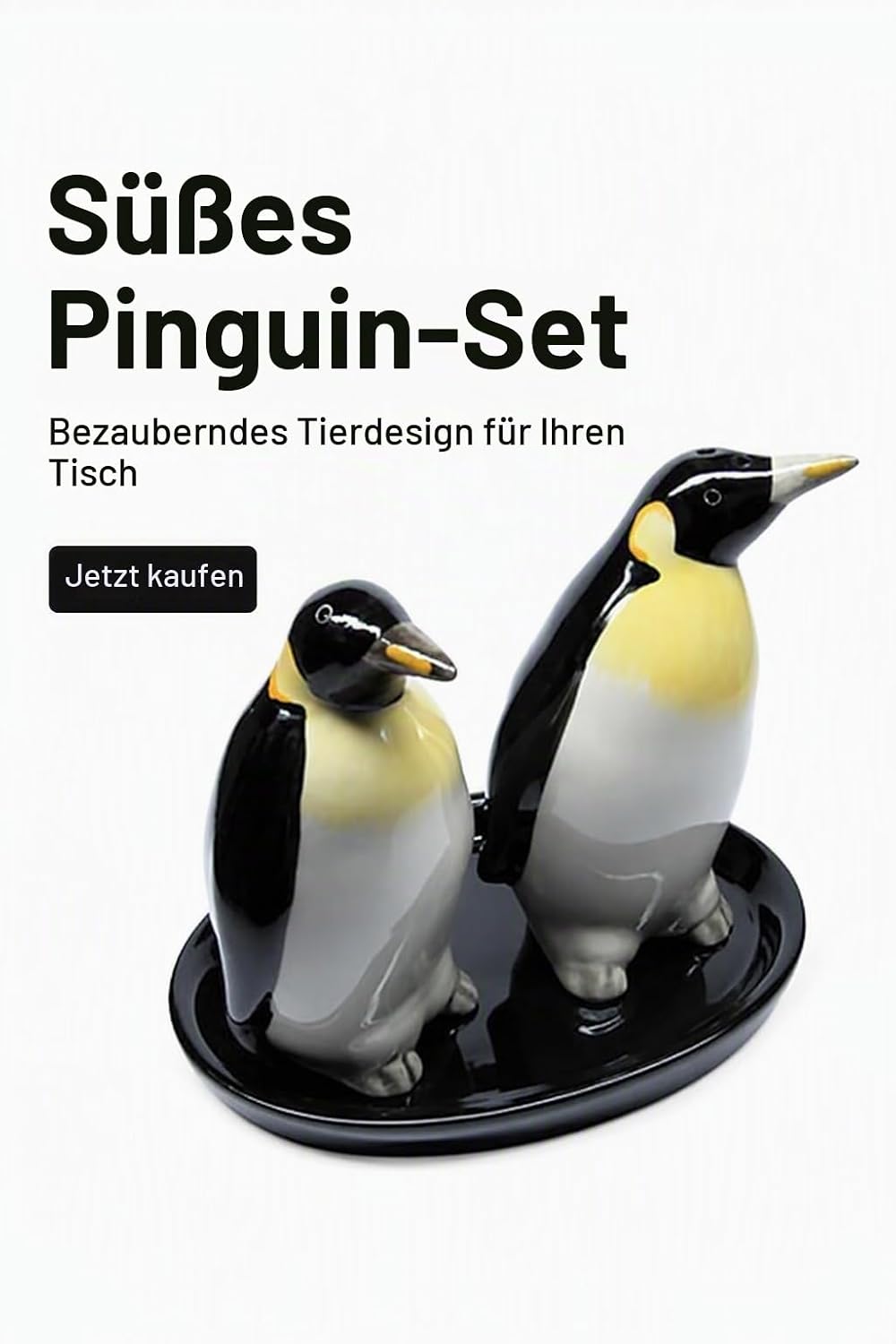 Keramik Salz- und Pfefferstreuer Set, Tiermotiv, Fauna, ca. 13 x 9 cm (Pinguine), Pinguine