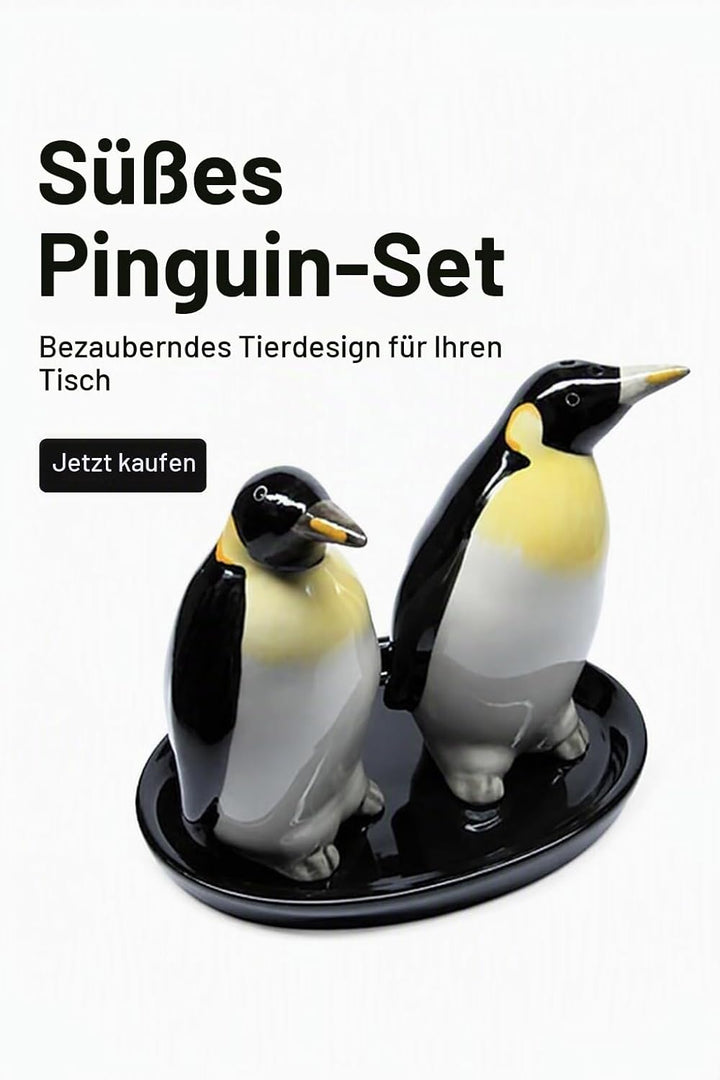 Keramik Salz- und Pfefferstreuer Set, Tiermotiv, Fauna, ca. 13 x 9 cm (Pinguine), Pinguine