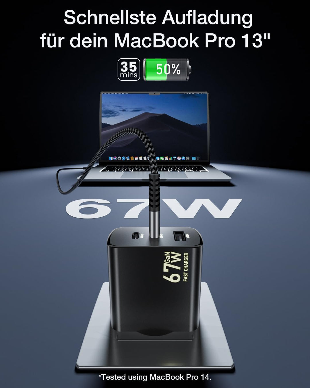 67W USB C Ladegerät 3-Port USB C Netzteil PD Charger 65W PPS Schnellladegerät für MacBook Pro/Air, i
