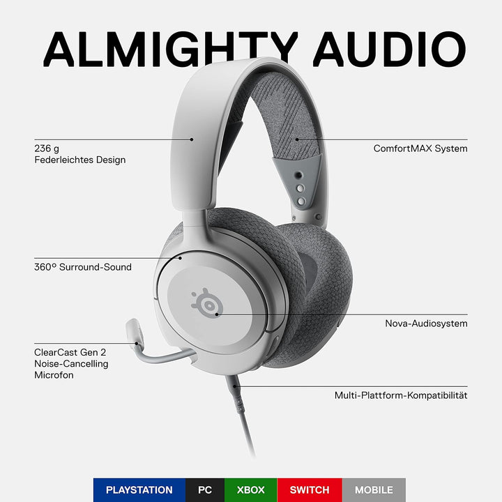 SteelSeries Arctis Nova 1P - Multi-System Gaming-Headset – Hi-Fi-Treiber – 360° Surround-Sound – Mem
