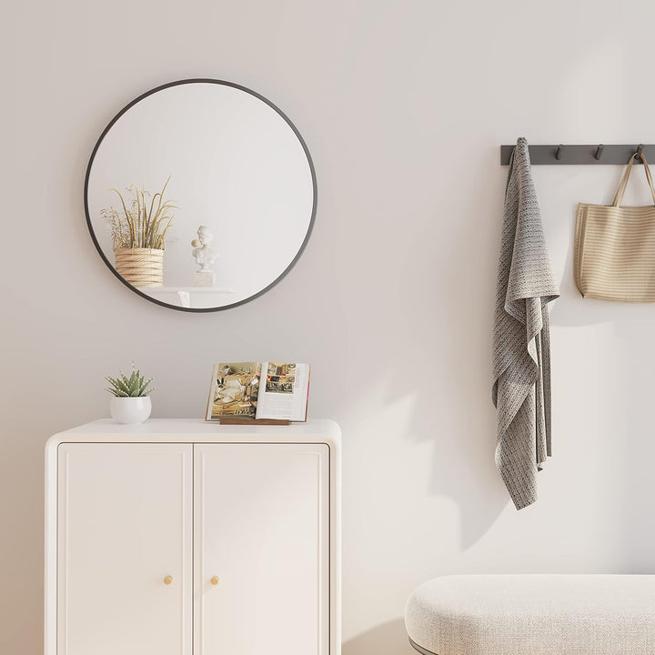 Dripex Rund Wandspiegel 50cm mit Aluminiumrahmen,dekorativer HD Wandspiegel Schminkspiegel für Badzi