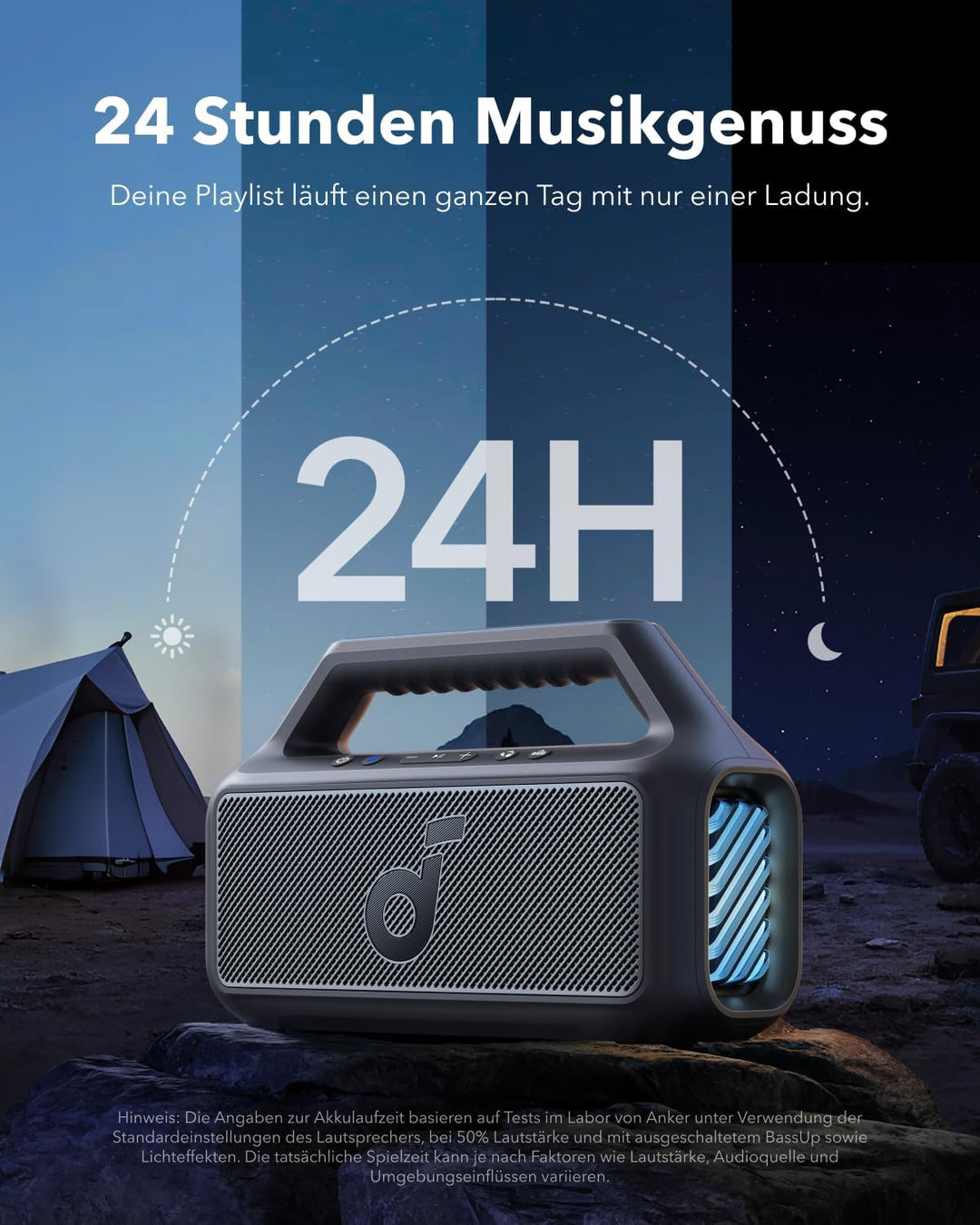 soundcore by Anker, Boom 2 Outdoor-Lautsprecher, 80W, Subwoofer, BassUp 2.0, 24h Akku, IPX7 Wasserdi
